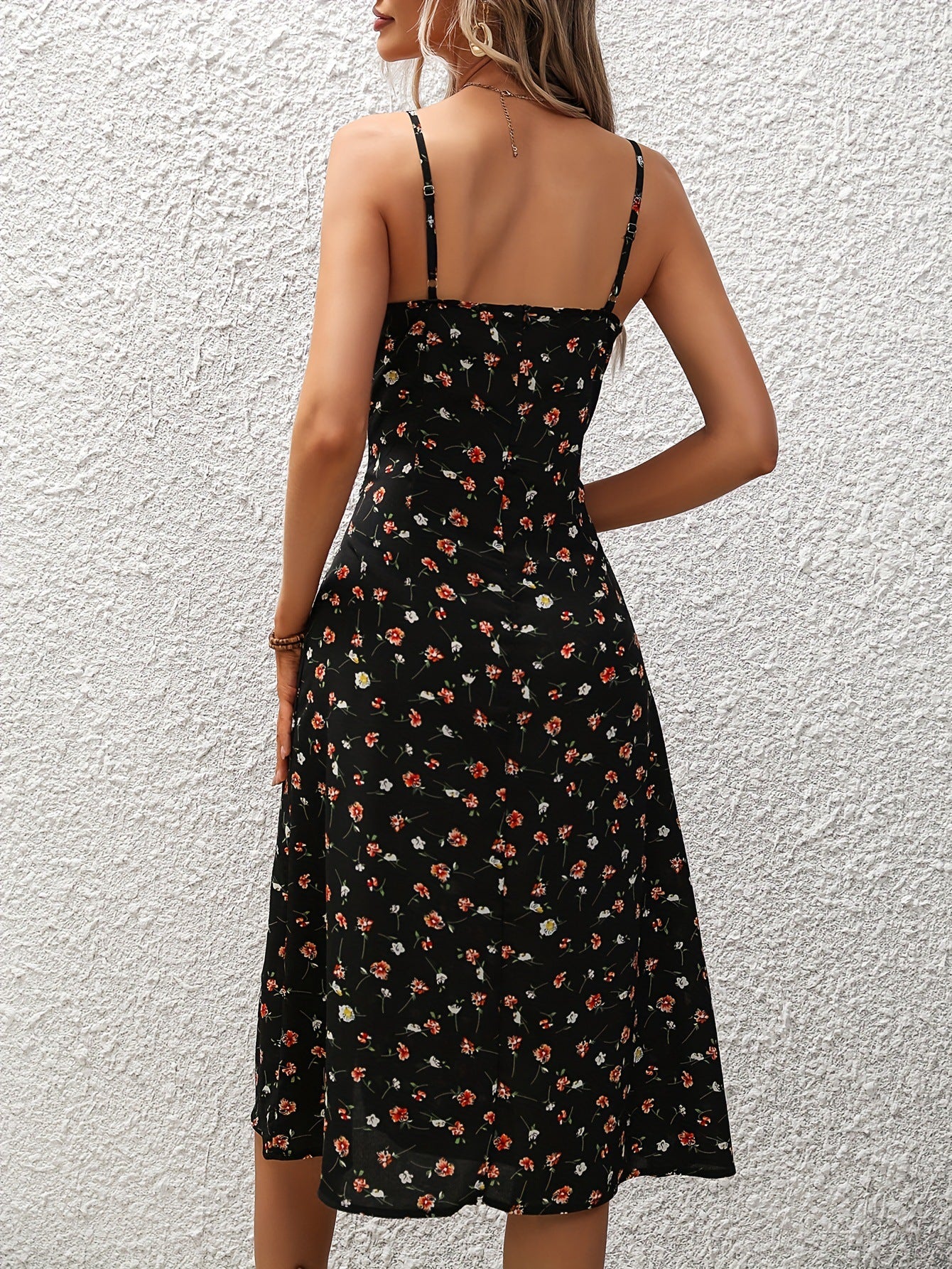 Sexy Maxi Jurk | Stippenprint & Split | Bretels Zomerjurk