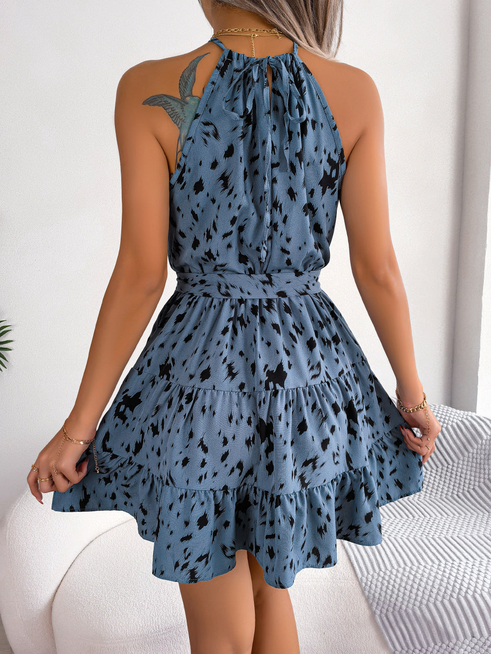 Zomerse Chiffon Jurk | Luipaardprint & Ruches | A-lijn Strandjurk