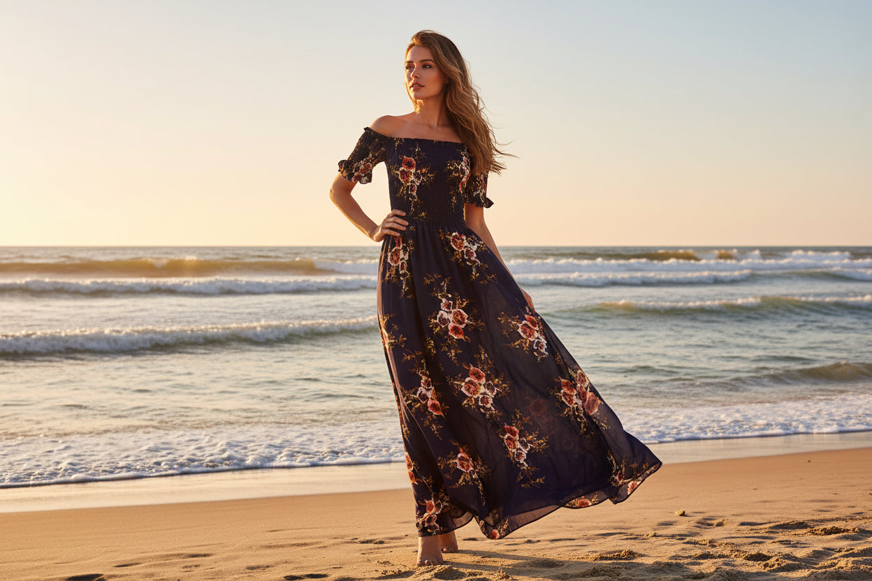 Boho Maxi Jurk | Off-Shoulder Zomerjurk | S t/m 5XL