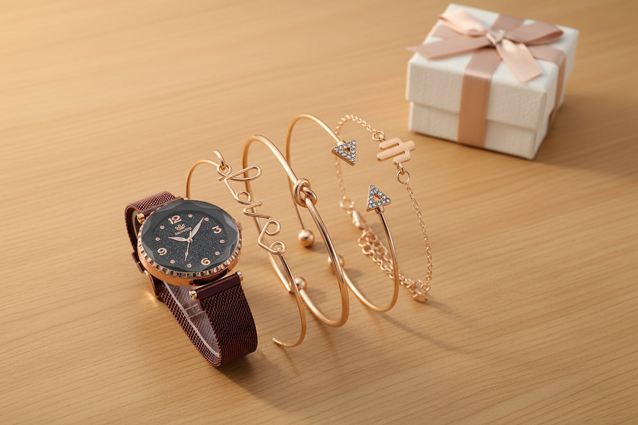Sterrenhemel Dameshorloge – Magnetische Armband met Romeinse Cijfers