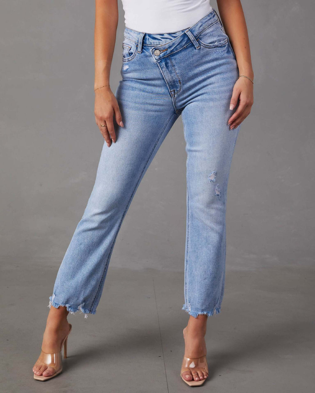 Trendy Dames Jeans | Hoge Taille & Destroyed Look | Lichtblauw