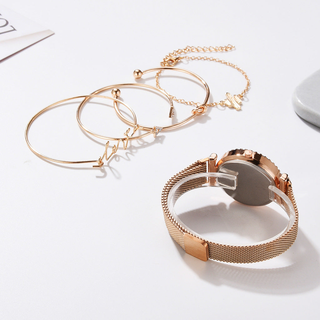 Sterrenhemel Dameshorloge – Magnetische Armband met Romeinse Cijfers