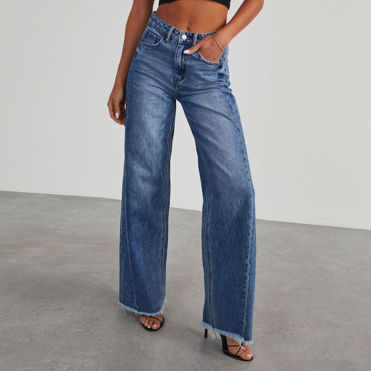 Wide Leg Dames Jeans | Hoge Taille & Zakken | 4 Kleuren