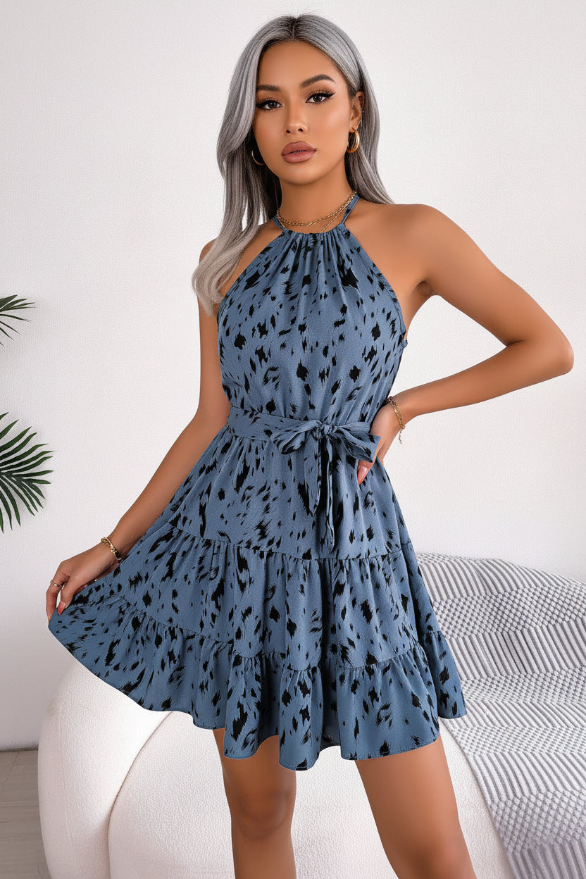 Zomerse Chiffon Jurk | Luipaardprint & Ruches | A-lijn Strandjurk