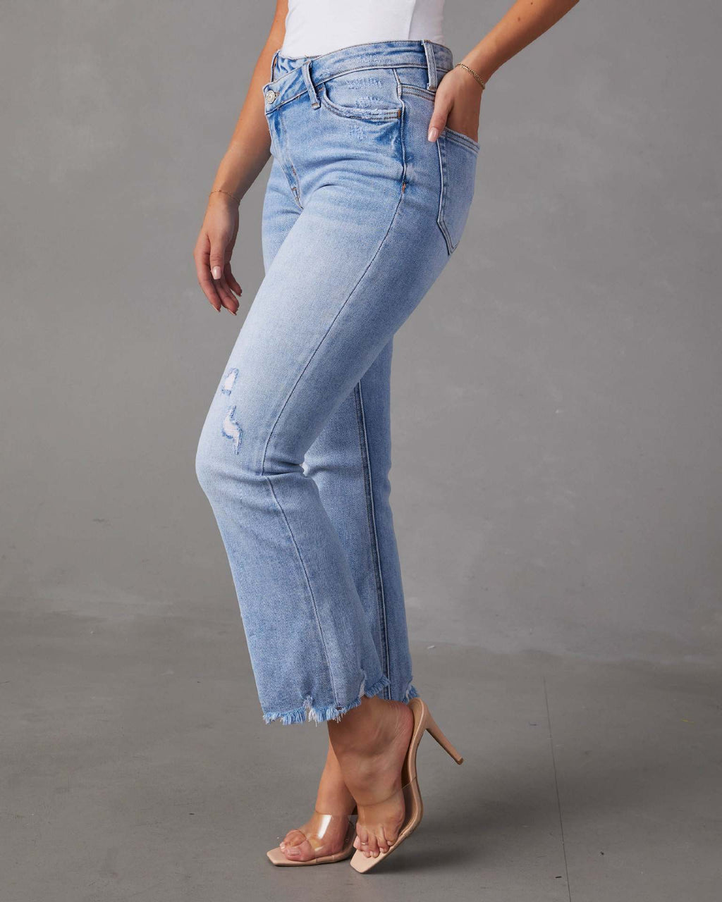 Trendy Dames Jeans | Hoge Taille & Destroyed Look | Lichtblauw