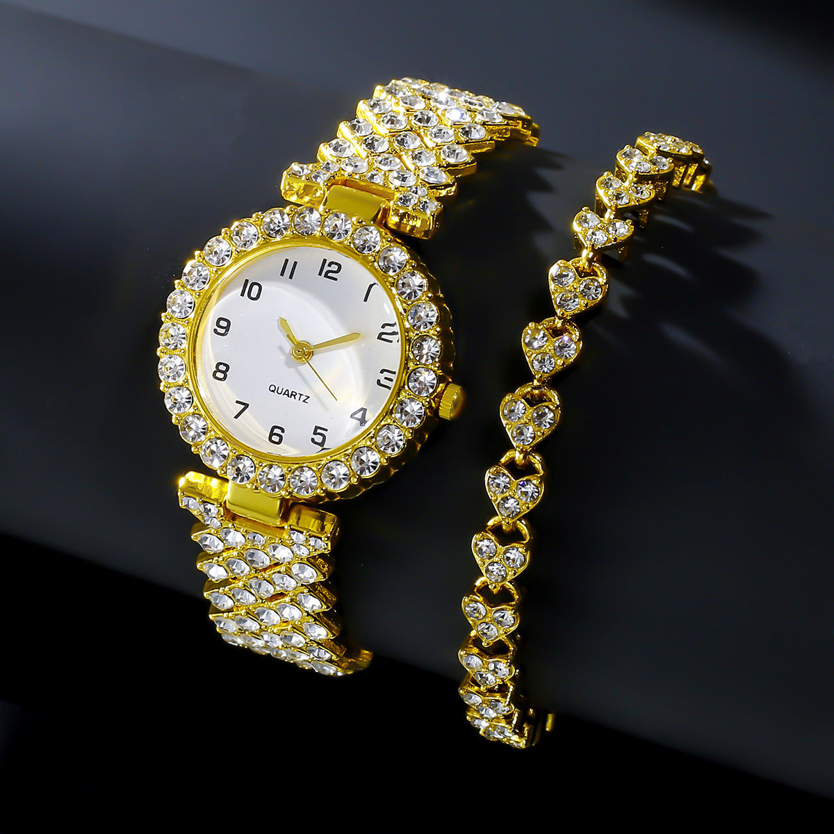 Luxe Dameshorloge & Armband Set | Quartz | Goud, Zilver & Rosé Goud