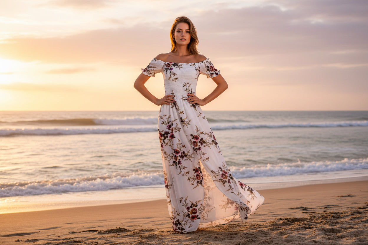 Boho Maxi Jurk | Off-Shoulder Zomerjurk | S t/m 5XL
