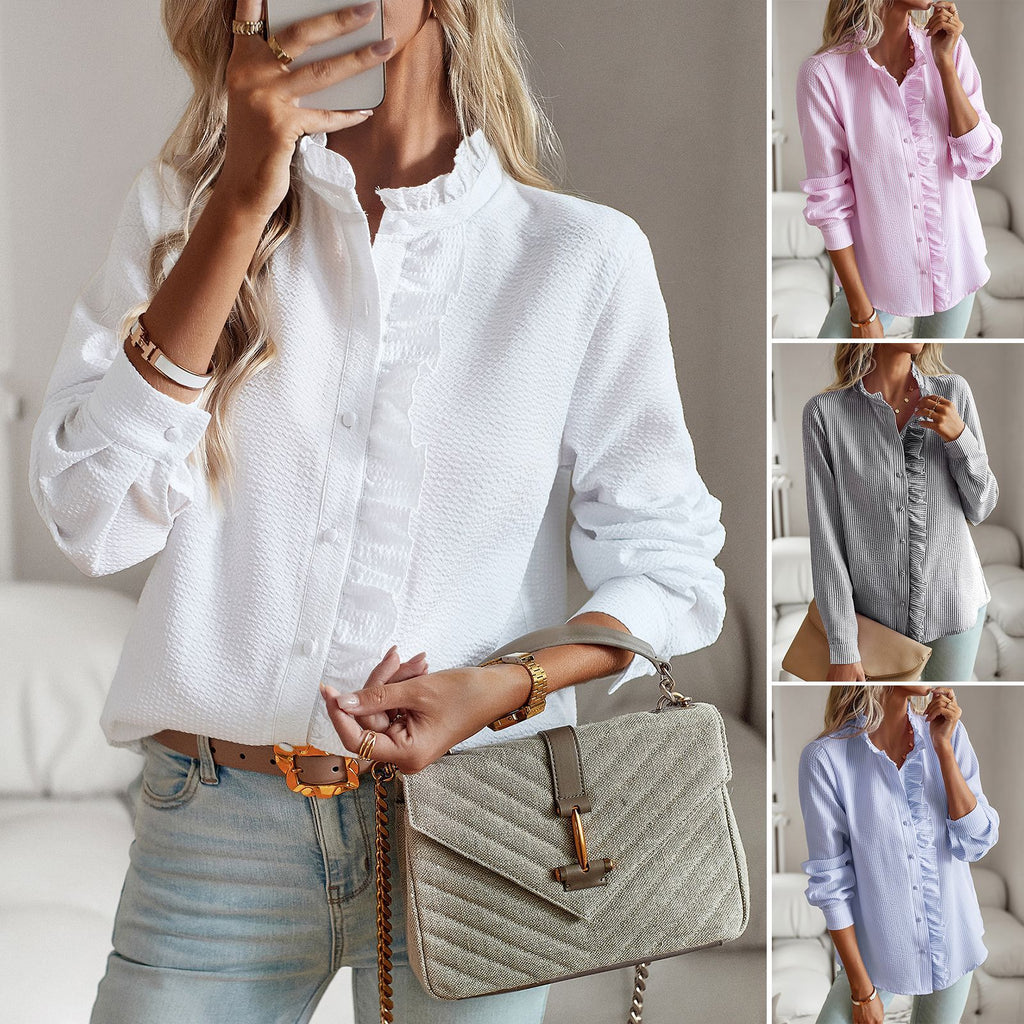Gestreept Dameshemd | Lange Mouwen & Ruches | Casual Blouse