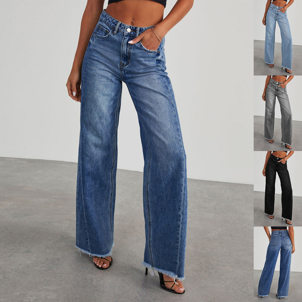 Wide Leg Dames Jeans | Hoge Taille & Zakken | 4 Kleuren