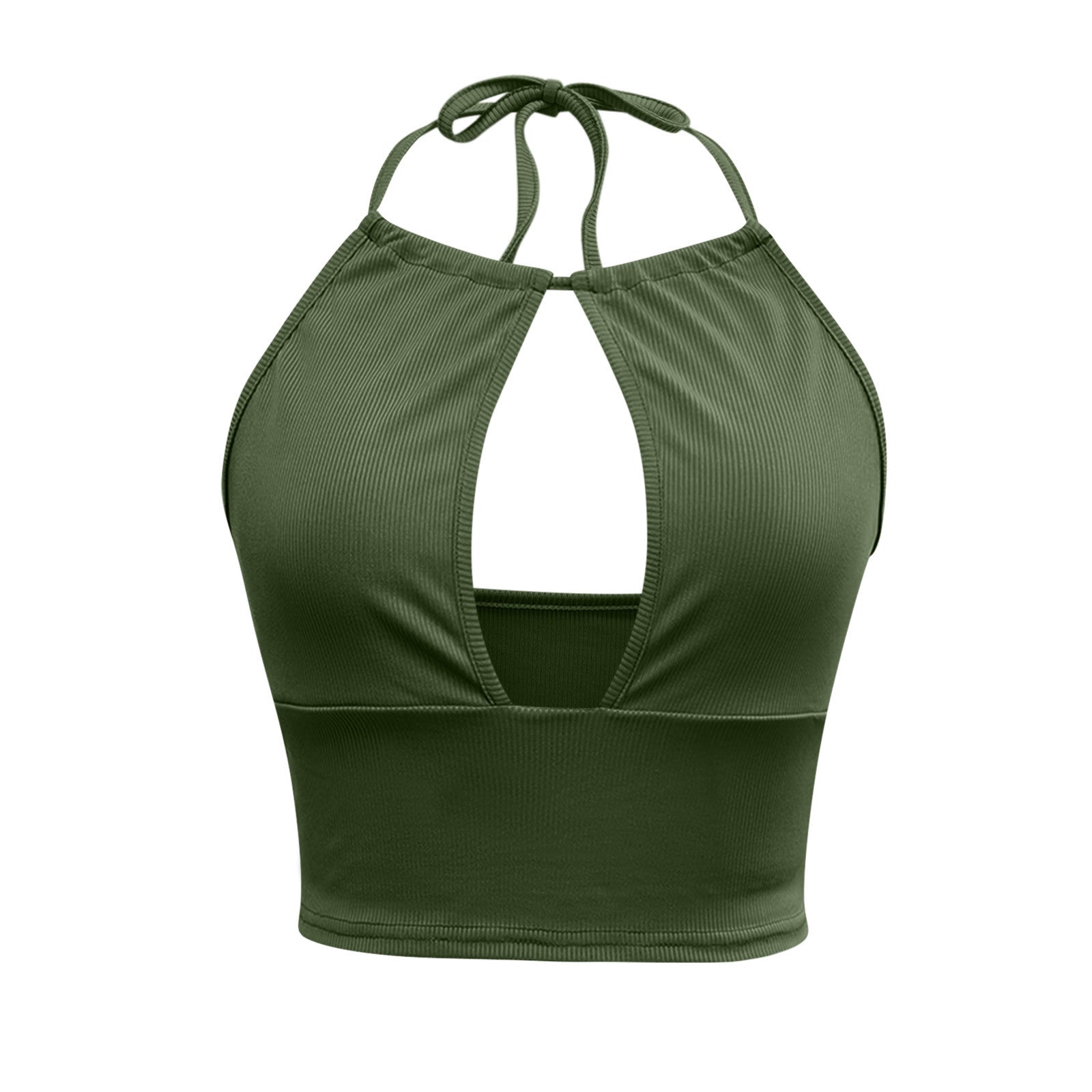 Sexy Halter Top | Uitgesneden Design & Hoge Elasticiteit | Groen, Zwart & Khaki
