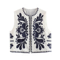 Geborduurde Gilet | Mouwloos & Bloemmotief | Folk Art Vest