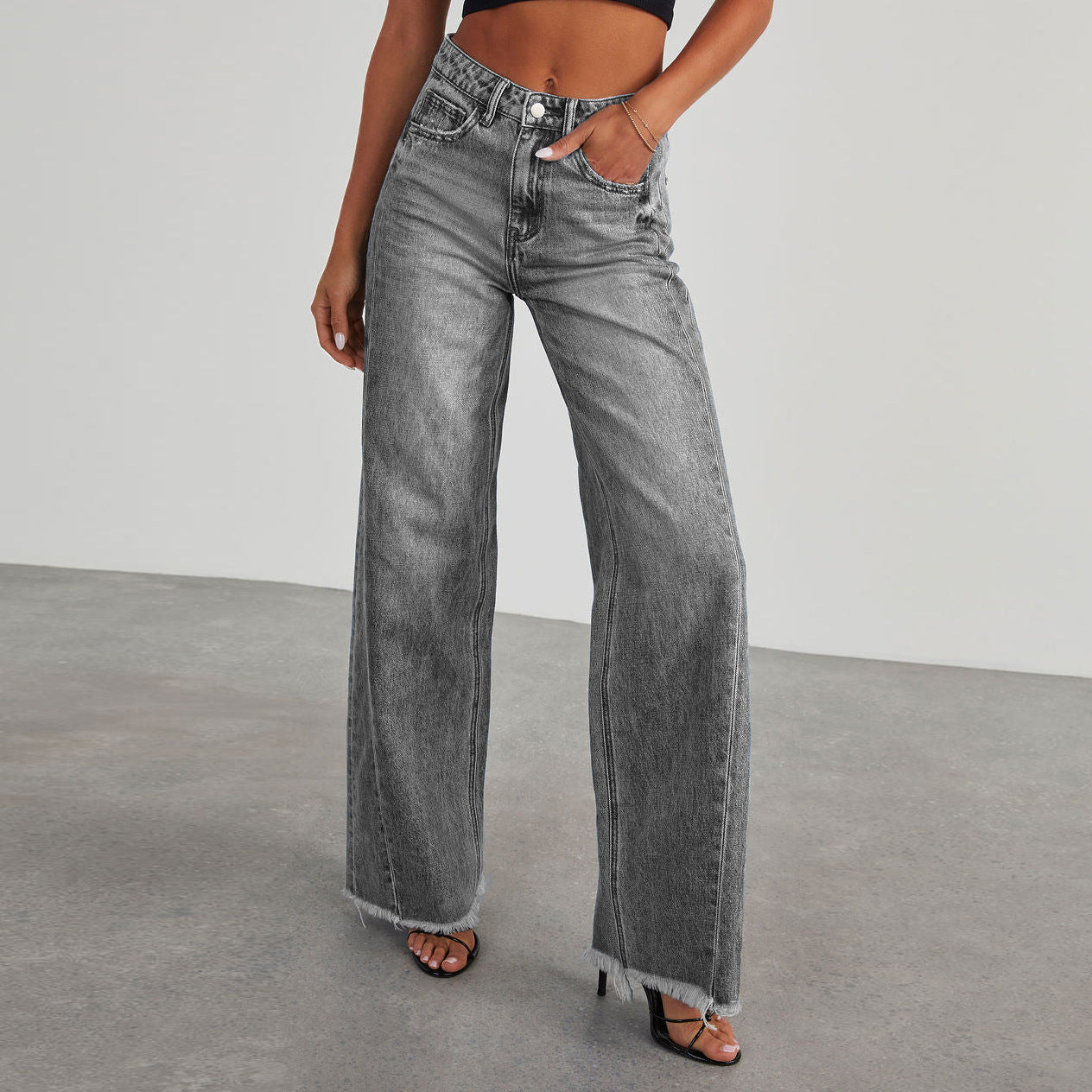 Wide Leg Dames Jeans | Hoge Taille & Zakken | 4 Kleuren