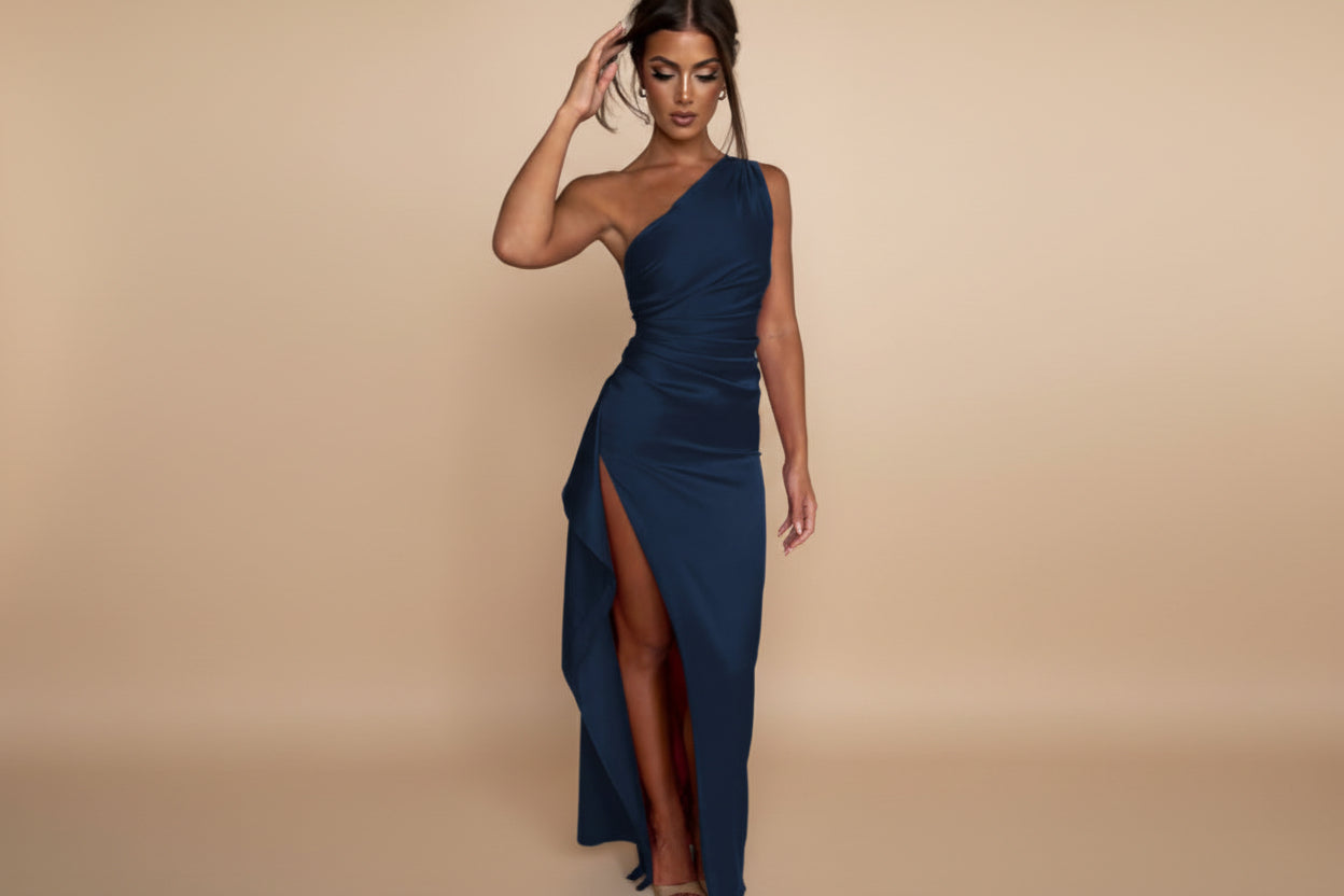 Sexy Satijnen Maxi Jurk | Één Schouder & Split | Meerdere Kleuren