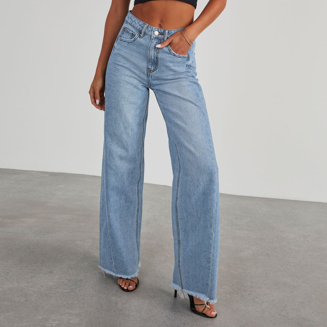 Wide Leg Dames Jeans | Hoge Taille & Zakken | 4 Kleuren