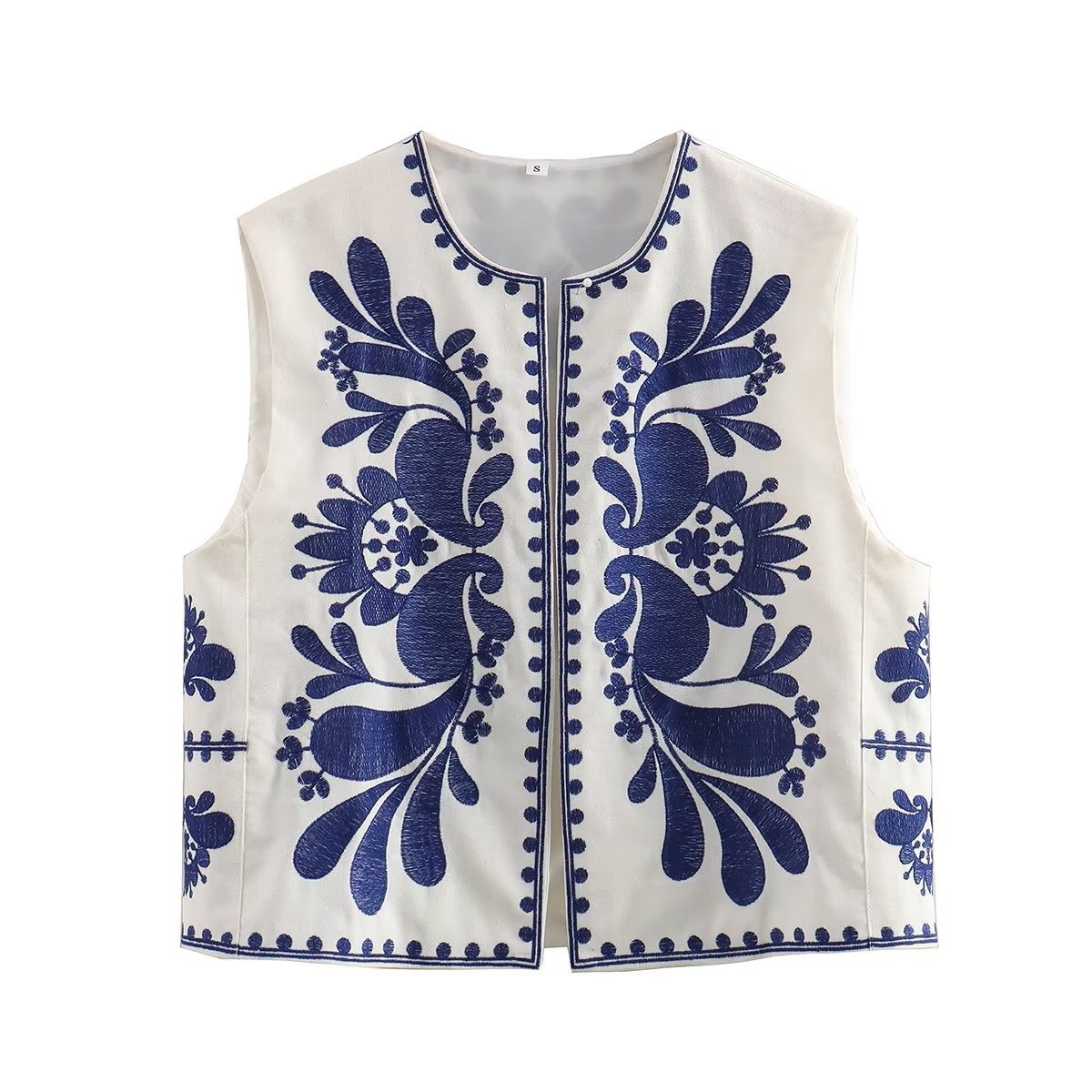 Geborduurde Gilet | Mouwloos & Bloemmotief | Folk Art Vest