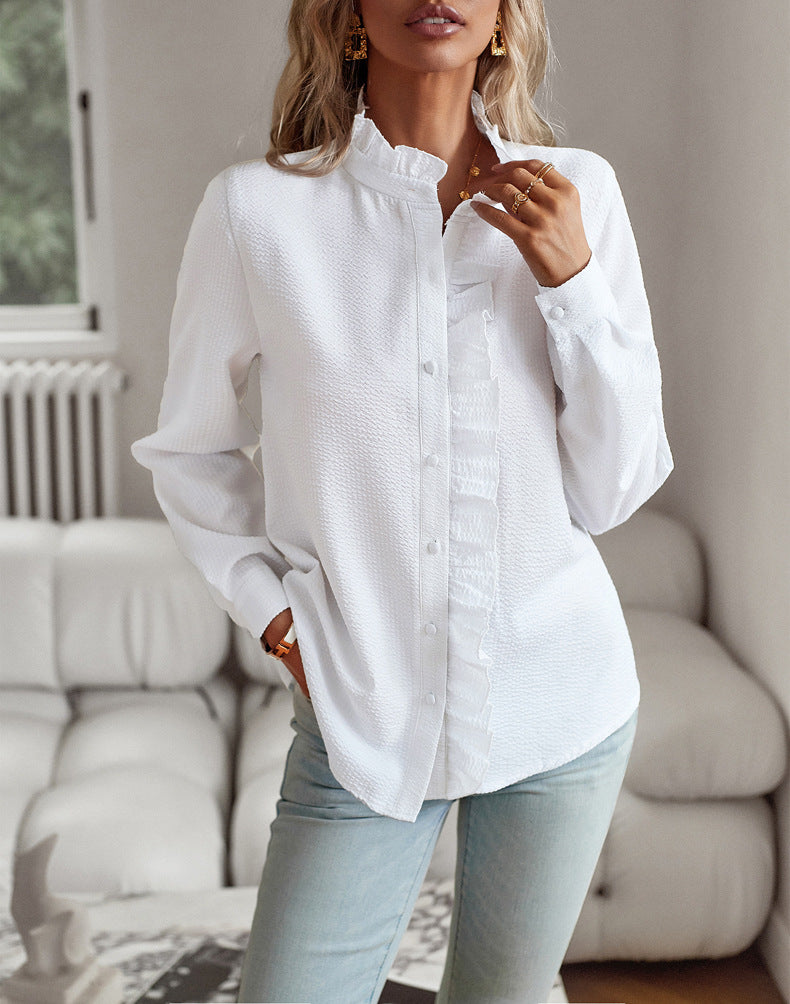 Gestreept Dameshemd | Lange Mouwen & Ruches | Casual Blouse