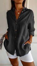 Damesblouse | Revers & Lange Mouwen | Geplooide Knoop Tops