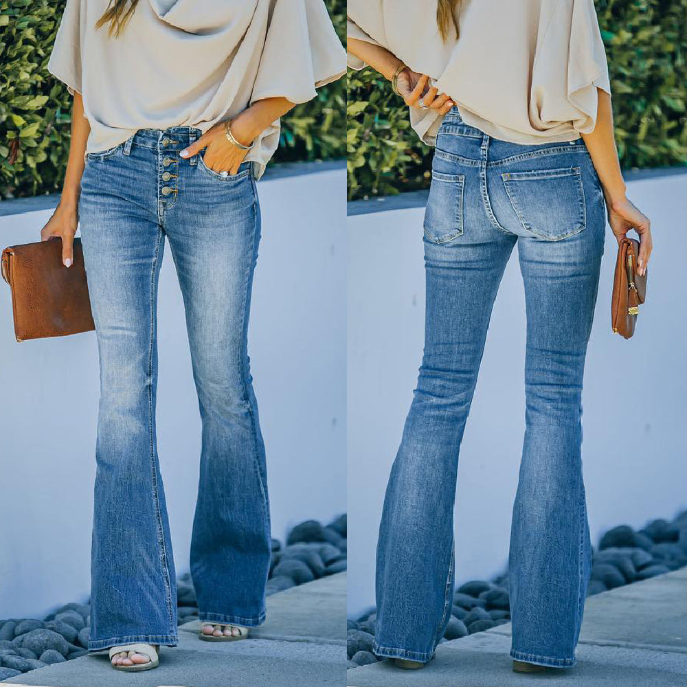 High Waist Flared Jeans – Retro Bootcut Denim voor Dames