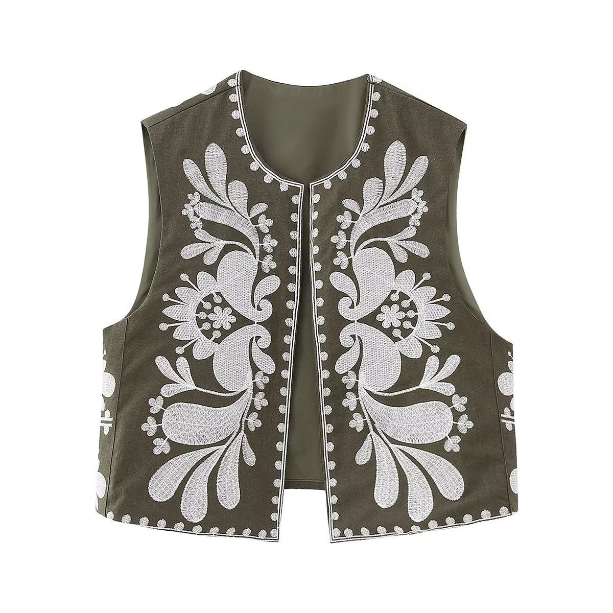 Geborduurde Gilet | Mouwloos & Bloemmotief | Folk Art Vest