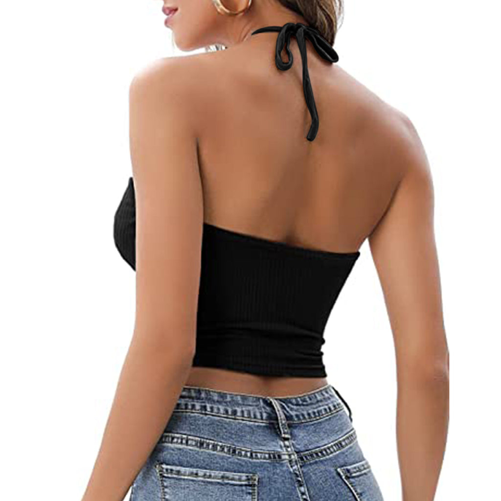 Sexy Halter Top | Uitgesneden Design & Hoge Elasticiteit | Groen, Zwart & Khaki