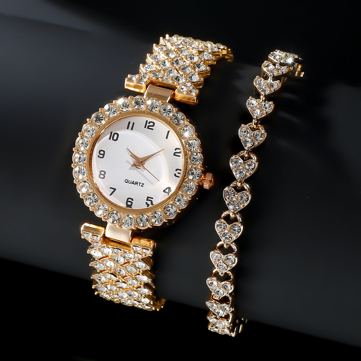 Luxe Dameshorloge & Armband Set | Quartz | Goud, Zilver & Rosé Goud