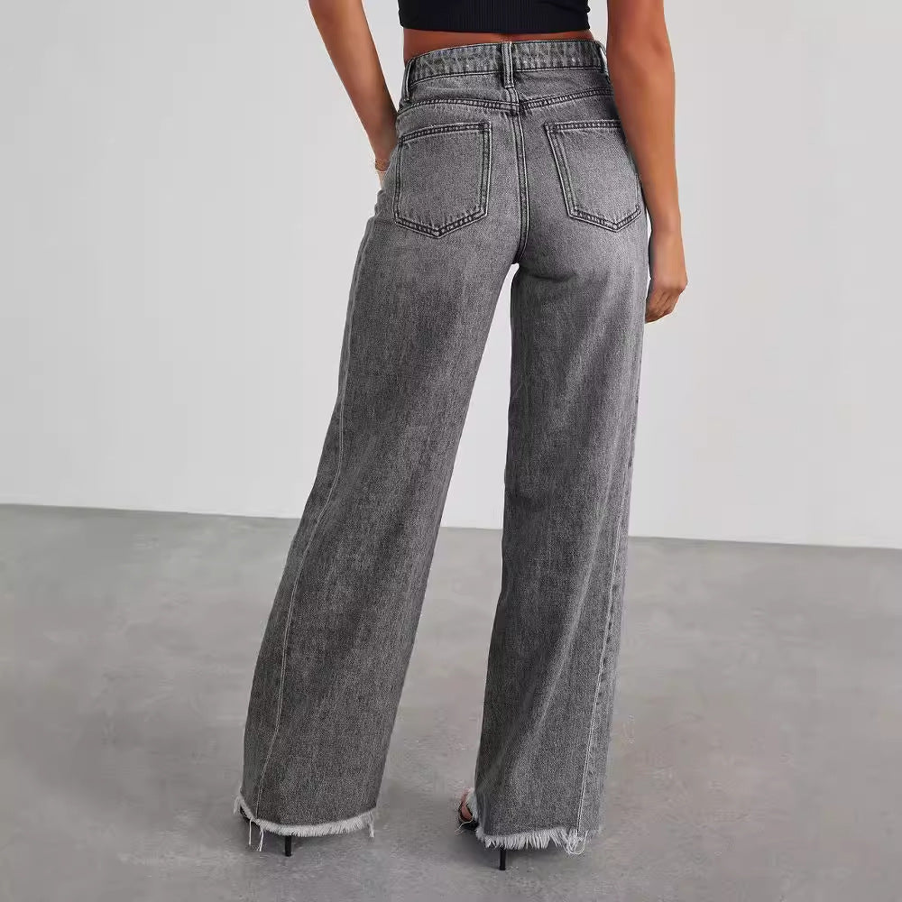 Wide Leg Dames Jeans | Hoge Taille & Zakken | 4 Kleuren